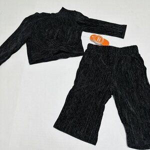 Girls 4T Black Velour Outfit Shirt & Pants Holiday- Shines Shimmer